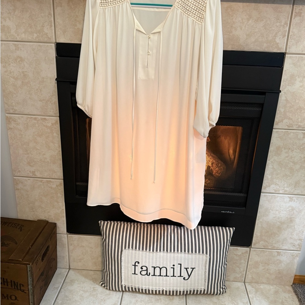 Elegant Cream Long Sleeve Dress